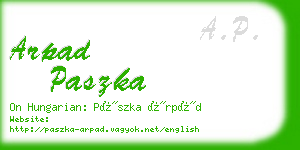 arpad paszka business card